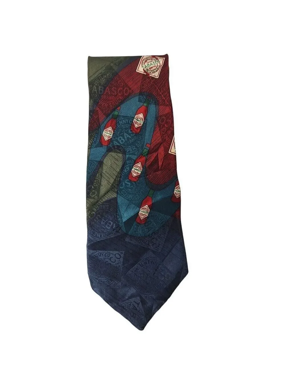 Tabasco Silk Necktie Blue Red Green Teal